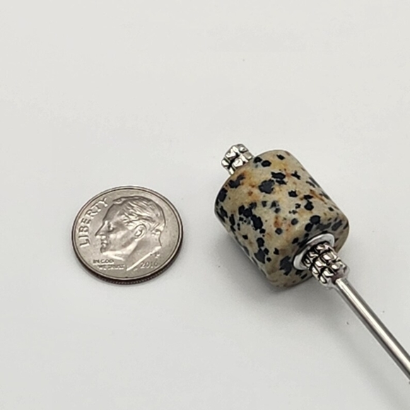 ♜ Dalmatian Jasper Tresskeep Hair Stick, Strong Hold, Effortless Feel, Epic Look - Picture 9 of 9